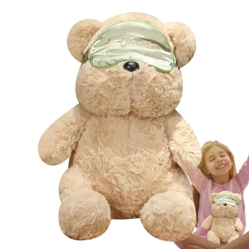 Sionhiuo Braunbär-Plüschtier,Bär-Plüschtier - Soft Bear Wear Masque Plüschtier | Bärenpuppe, entzückende Bärenpuppe, weiches Kissen, Tier, Stofftier, 34,9 cm, für Heimdekoration von Sionhiuo