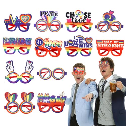 Sionhiuo Gay Pride Paper Brille, Regenbogen -Stolzbrille - Rainbow Pride Love Brille | 12x tragbares Kostüm Brillen für die Kommen von Paraden liefert Dekorationszubehör von Sionhiuo