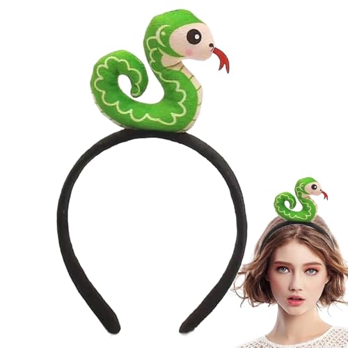 Sionhiuo Schlangen-Plüsch-Stirnband – Cartoon-Schlangen-Haarband, einzigartiges Haar-Accessoire, Stofftier-Kopfschmuck, 2025 Kostüm, Foto-Requisiten für Frauen von Sionhiuo