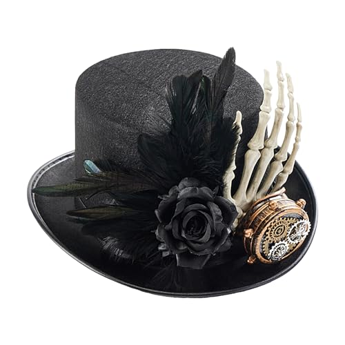 Sionhiuo Steampunk Hut | Kostümhüte Für Halloween - Skelett Hand Vintage Hüte Im Steampunk Design Für Cosplay Partys Und Foto Requisiten Sionhiuo Steampunk Hut | Kostümhüte Für Halloween - Skelett Hand Vintage Hüte Im Steampunk Design Für Cosplay Partys Und Foto Requisiten von Sionhiuo