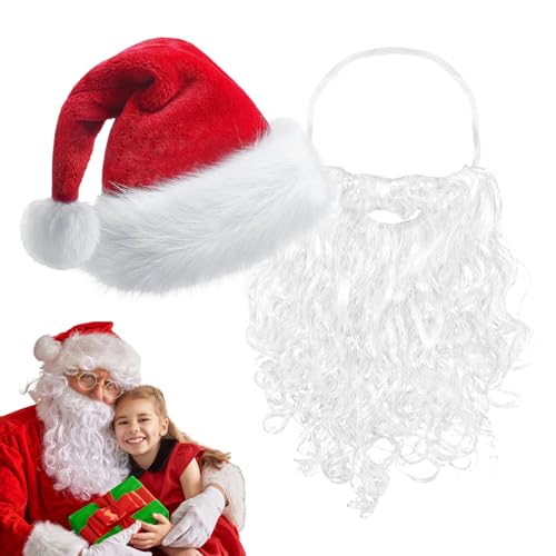 Sionhiuo Weihnachtsmann-Bart und -Mütze,Weihnachtsmann-Bart und -Mütze | Santa Cosplay Hut Bart,Anzieh-Requisiten, Weihnachtsmütze, Weihnachtsmann, gefälschter Bart für Cosplay, Weihnachtsfeier Sionhiuo Weihnachtsmann-Bart und -Mütze,Weihnachtsmann-Bart und -Mütze | Santa Cosplay Hut Bart,Anzieh-Requisiten, Weihnachtsmütze, Weihnachtsmann, gefälschter Bart für Cosplay, Weihnachtsfeier von Sionhiuo