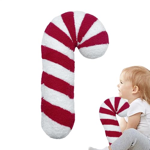 Weihnachten Zuckerstange Kissen, weiches Zuckerstangen-Plüschkissen, Kissen Zuckerstange, gefüllter Lutscher, Süßigkeitenform, rot und weiß, Plüschkissen, Plüschzubehör für Couchkissen von Sionhiuo