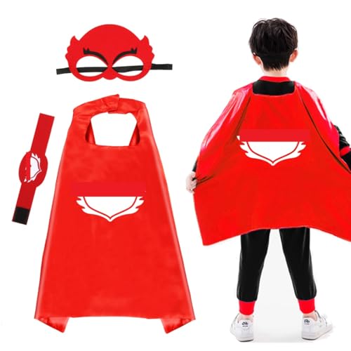 Siphus Kostüm Kinder Set, Cosplay Capes und Masken, Umhänge Rot Junge Mädchen 3-9 Jahre, Geschenke Kostüm für Kindergeburtstag Karneval Halloween Fasching von Siphus