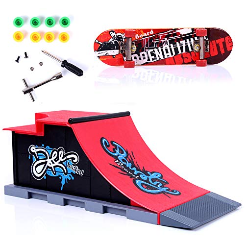 Sipobuy DIY Montage Mini Finger Skateboard Deck LKW Skate Park Bord Mit Rampe Zubehör Sets (Szene C) von Sipobuy