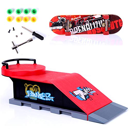 Sipobuy DIY Montage Mini Finger Skateboard Deck LKW Skate Park Bord Mit Rampe Zubehör Sets (Szene D) von Sipobuy