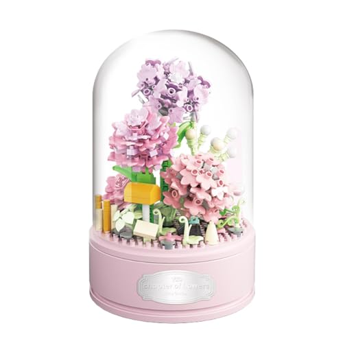 Sipobuy DIY Spieluhr Zum Bauen, 624-teiliges Blumenstrauß-Set Mit Staubdichter Kuppel – Kunstblumen-Sammlung, Konstruktionsspielzeug Für Heimdekoration (Nelke) von Sipobuy