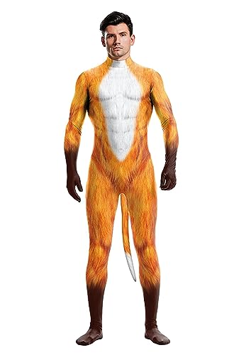 Sipumia Herren Halloween Bodysuit Muskel Tier Gedruckt Cosplay Skinny Catsuit Ganzkörper Overall Kostüme mit Schwanz Farbe-03 M von Sipumia