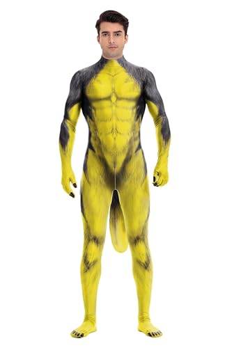 Sipumia Herren Muskel-Tier-Body mit großem Schwanz, Halloween, Cosplay, Skinny, Catsuit, Ganzkörper-Overall, Kostüme, Husky-01 S Sipumia Herren Muskel-Tier-Body mit großem Schwanz, Halloween, Cosplay, Skinny, Catsuit, Ganzkörper-Overall, Kostüme, Husky-01 S von Sipumia