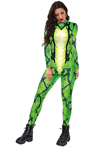 Sipumia Unisex Cosplay Halloween Bodysuit Tierhaut Gedruckt Party Skinny Catsuit Kostüm Outfit Grüne Schlange 306 XL Sipumia Unisex Cosplay Halloween Bodysuit Tierhaut Gedruckt Party Skinny Catsuit Kostüm Outfit Grüne Schlange 306 XL von Sipumia