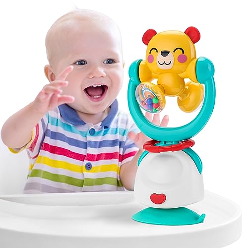 Sirecal 6 Monate Baby Spielzeug – Baby Hochstuhl Spielzeug Mit Saugnapf Spinner, Montessori Sensor Rasselspielzeug für Babys, Kleinkinder 6 9 12 Monate, Geschenke für 1jährige Jungen und Mädchen von Sirecal