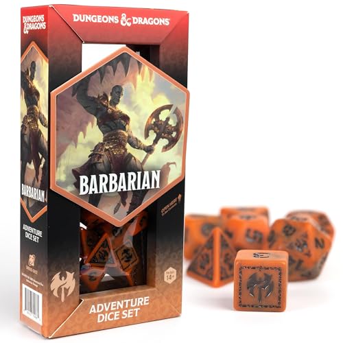 Sirius Dice: D&D Würfel - Barbarenklasse (Orange/Abendrot im Zickzackmuster) von Sirius Dice