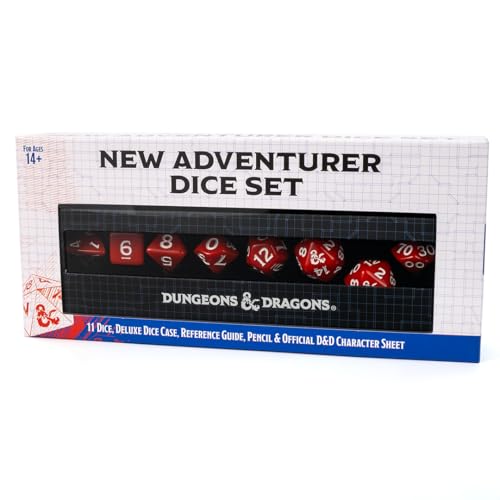 D&D Adventure Würfel-Set (rote Würfel mit schwarzem Etui) von Sirius Dice