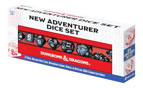 D&D Adventure Würfel-Set (schwarze Würfel mit rotem Etui) von Sirius Dice