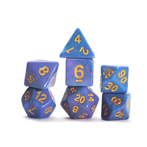 Poly-Set, Einhorn, Blau mit Gold, 7 Stück von Sirius Dice