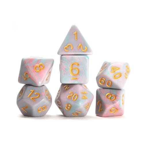 Poly-Set, Einhorn, Rosa mit Gold, 7 Stück von Sirius Dice