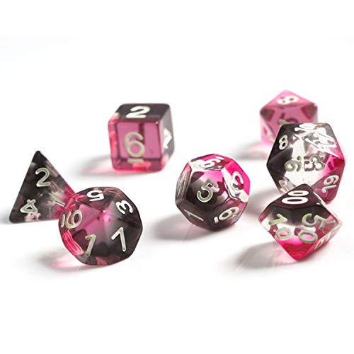 Sirius Dice SDZ000201 Durchscheinendes Rosa 44; Transparent und Schwarz, 7 Stück von Sirius Dice