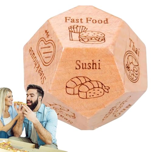 Date Night Würfel,Essenswürfel Aus Holz,Date Night Food Decision Würfel,Food Decision Würfel,Lustige Date-Würfel Zum Essen,12 Lebensmittelauswahl-Würfel Für Paare,Date Night Dice With 12 Food Patterns von Sirseon