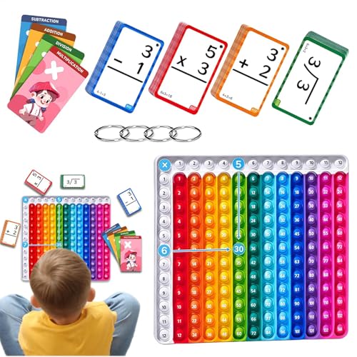 Sirseon Mathekarten Multiplikation, Mathe-Lernkarten Kindergarten - Lernkarten Mathe-Set - Kindergarten Fidget Chart Spielzeug Multiplikation Division Subtraktion Kartenspielzeug für im Alter von 4–8 von Sirseon