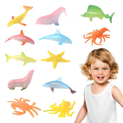 Sirseon Realistische Meerestierfiguren, Marine Tierfiguren,Simulierte Modellsee -Seetiere Set von 12 - Leuchtet in der Dark Model Collection Lernspielzeug für Kinder Kinder von Sirseon