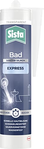 Sista Bad Express Sanitär Silikon Transparent - Wasserfeste Dichtmasse für Das Bad, Schimmelresistent, für Viele Materialien - 1x280ml Kartusche Sista Bad Express Sanitär Silikon Transparent - Wasserfeste Dichtmasse für Das Bad, Schimmelresistent, für Viele Materialien - 1x280ml Kartusche von Sista