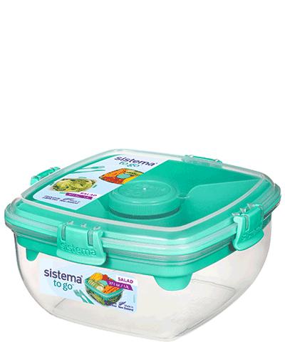 Sistema Salad TO GO Frischhaltedose mit Reisebesteck und Dressing-Becher von Sistema