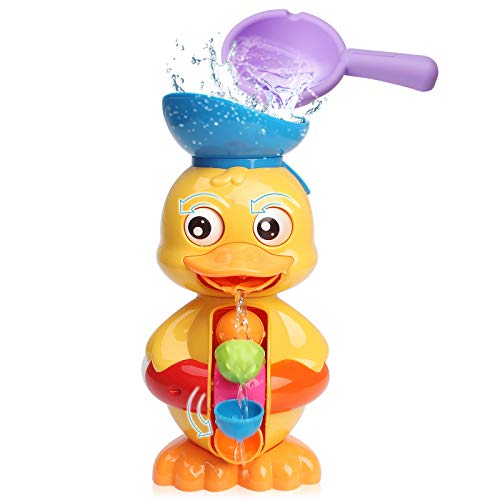 Sitodier Badespielzeug für Baby 18+ Monate, Kleinkind Ente Badewanne Spielzeug ab 2 3 4 Jahre mit Wasserrad & Drehbaren Augen, Kinder Badespielzeug für Jungen Mädchen mit Saugnäpfe/Wasserschaufel von Sitodier