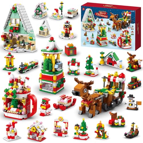 Sitodier Weihnachts Advents Kalender 2024 Bauspielzeug, 1099 PCS Weihnachts Countdown Bausteine Set für Kinder, 24 Weihnachtsüberraschungen für Jungen Mädchen 6-12+ Jahre alt von Sitodier