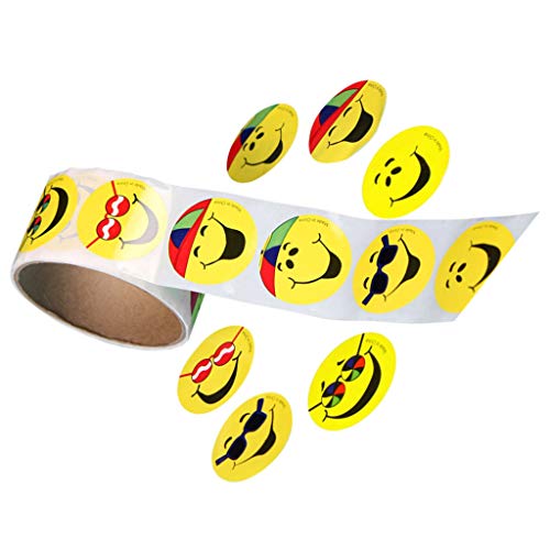 100 Stück Emoji Smiley Aufkleber gelber Kreis Happy Face Aufkleber für Lehrer Kinder 3.8 * 3.8 cm von Sitrda