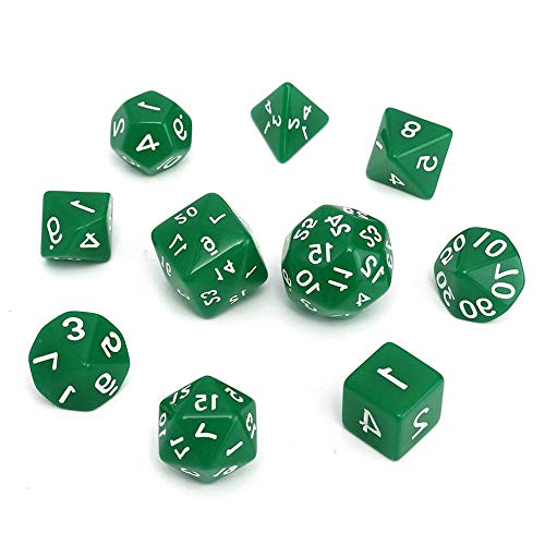 D4-D30 Würfel für TRPG Dungeons and Dragons, mehrseitige Würfel, 5 Farben, 10 Stück, Grün von Sitrda