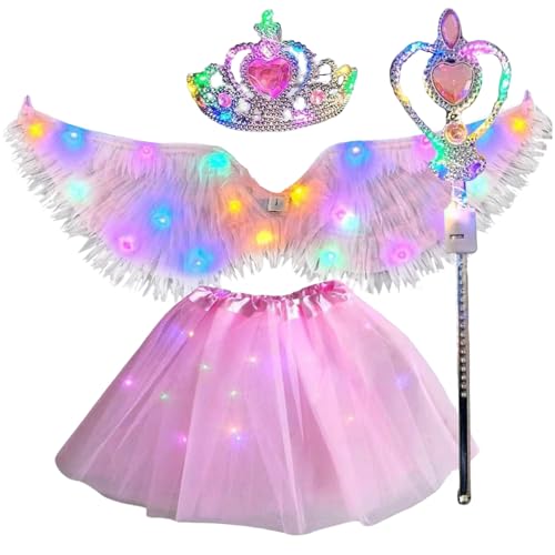 Siuwddee Engelkostüm Für Mädchen | Kinder Engel Flügel Kostüm Mit Beleuchtung,Zubehör Set für Fotos Party Hochzeit Halloween Karneval Geburtstag Fest Siuwddee Engelkostüm Für Mädchen | Kinder Engel Flügel Kostüm Mit Beleuchtung,Zubehör Set für Fotos Party Hochzeit Halloween Karneval Geburtstag Fest von Siuwddee