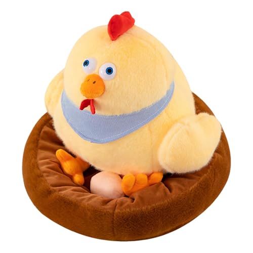 Siuwddee Hühnchen gefülltes Tier, Hühnchenplüsch - Nettes Cartoon -Huhn mit Matt - 30 cm/11,81 Zoll kreative Tiersammlerfigur, Home Display Dekoration für Wohnzimmer, Schlafzimmer, Babyzimmer von Siuwddee