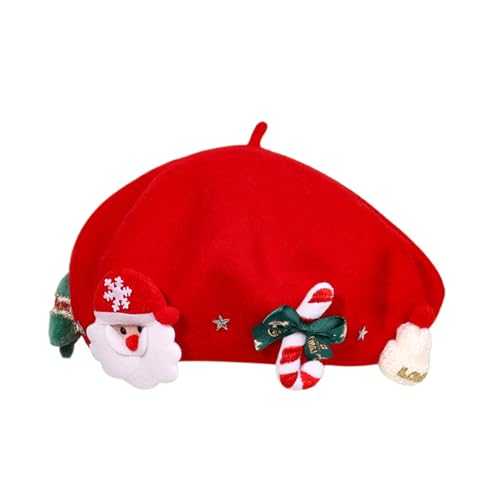 Siuwddee Kinder-Weihnachtsmütze, Weihnachtsmütze | Warme Baskenmütze,Weihnachts-Baskenmütze, französische Wintermütze, warme Beanie-Mütze, Kopfbedeckung für Frauen und Mädchen von Siuwddee