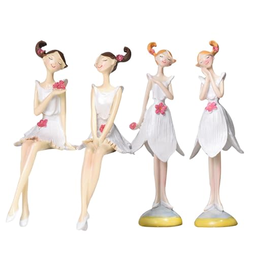 4 Stück Blumenfee Kuchenaufsätze Feen-Figuren Kuchen Dekoration Blumenfee Mini Figures Set Party Kuchen Dekoration Lieferungen Cake Topper für Mädchen, Kinder und Babys von Sixfox