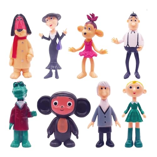 Cheburashka Monkey Figuren 8Pcs Cheburashka Monkey Cake Dekorationen Party Kuchen Dekoration Figuren Kuchen Dekoration Supplies für Miniaturlandschaften, Heimdekoration, Tischdekoration von Sixfox