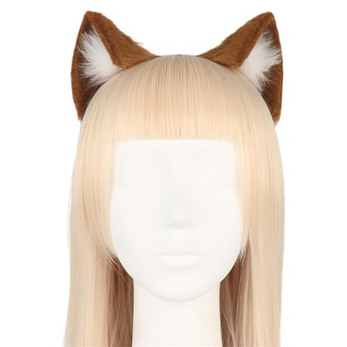 Sixfox Katze Fuchs Wolf Ohren Flauschige Katze Ohr Stirnband Kawaii Haarband Tier Cosplay Katze Wolf Fuchs Hund Ohren Haarband Stirnband Party Kostüm Zubehör von Sixfox