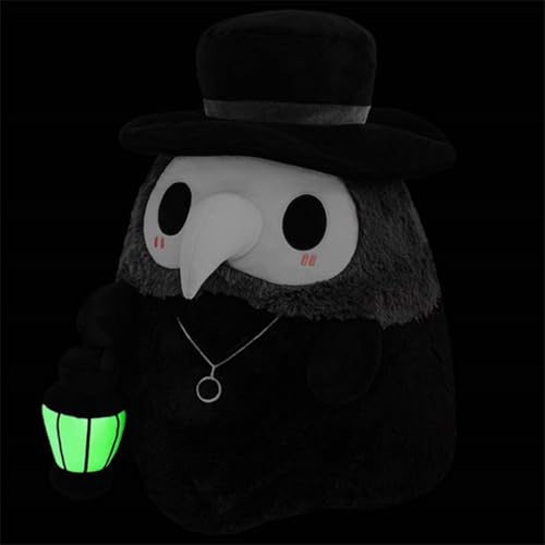 Sixfox Plague Doctor Plüschtier, Leuchtendes Spielzeug Plush Doll Puppe, Halloween-Requisiten, für Party, Abschlussball, Black von Sixfox