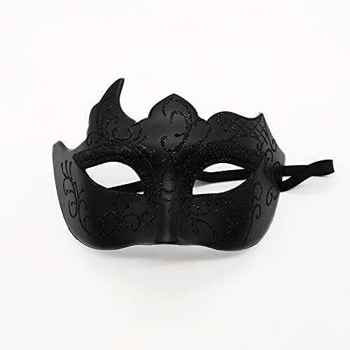 Sixfox Venezianische Masken, Maskerade Maske Venezianischen Cosplay Fasching Verkleidung Maskenball Venedig Karneval Mottoparty Kostüm Maske für Herren und Damen(Schwarz) von Sixfox