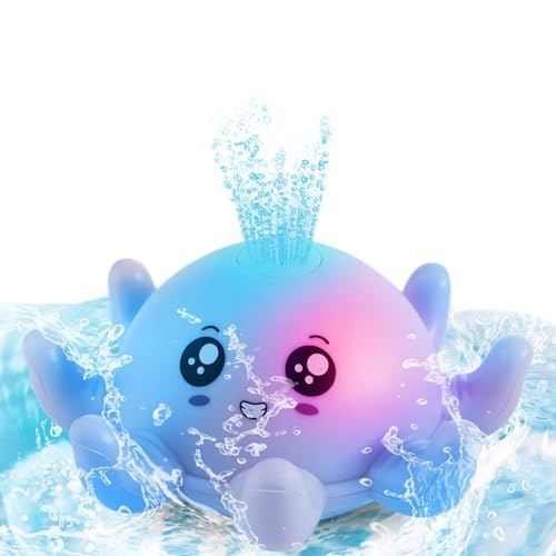 Sixome Badewannenspielzeug Baby Wasserspielzeug mit Licht, Oktopus Schwimmende Baden Spielzeug Automatische Induktion Spray Wasser Badespielzeug ab Kinder 1 2 3 Jahr von Sixome