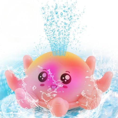 Sixome Badewannenspielzeug Baby Wasserspielzeug mit Licht, Oktopus Schwimmende Baden Spielzeug Automatische Induktion Spray Wasser Badespielzeug von Sixome