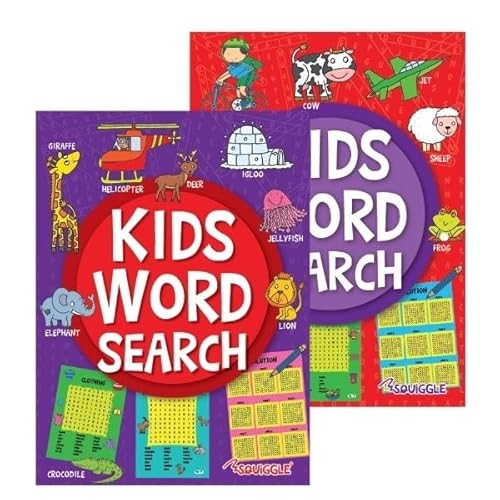 Sixstore Kinder-Wortsuche-Puzzle-Buch, 2er-Set, The Kids' Book of Wordsearches, Größe 27 x 20 cm, Wortsuche für Kinder ab 7 Jahren, 2 Bücher von Sixstore