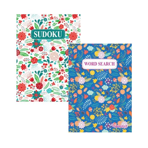 Sixstore Pocket Floral Sudoku und Wordsearch Herausforderungsbücher, 110 Puzzles pro Buch, 2er-Set, Reisebuchgröße 18 x 13 cm von Sixstore