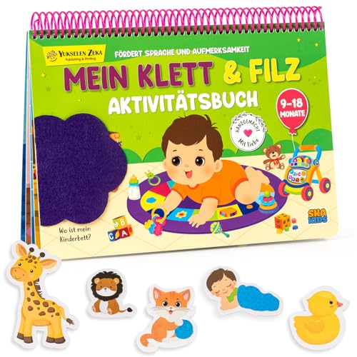 Ska Kids Montessori Spielzeug für Kinder ab 9-18 Monaten, Busy Book Lernspiel mit Klett-Sticker Funktion. Motorik Quiet Book für Mädchen und Jungen, das Spielzeug und Buch in einem vereint. von Ska Kids