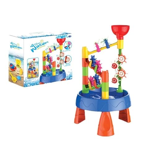 2 in 1 Wasserspieltisch Kinder Outdoor, 32 Stück Sand Wassertisch Matschtisch Set, Strandspielzeug Set mit Eimer Sandförmchen Sandschaufel,Wasser Spieltisch Sand Spielzeug für Kinder ab 3 von Skeadex