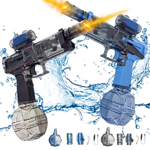 2024 Ultimate Battle Blaster Long Range Motorized Water Gun, 28-32 FT Automatische Wasserpistole Elektrisch with Interactive Lighting, 1200 Mah Water Gun Electric Große Kapazität 500cc (2pcs) von Skeadex