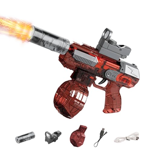 Elektrische Wasserpistole,Electric Water Gun mit Interaktiv Licht,Wasserpistole Elektrisch mit Große Kapazität 425ml,Water Blaster Wasserspritzpistole bis zu 28-32FT für Kinder Erwachse (Rot) von Skeadex