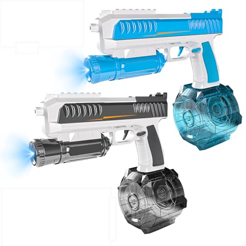 Elektrische Wasserpistole Sehr Stark,Wasserpistole Elektrisch 750ML,Water Gun Electric mit Licht,Wasserspritzpistole Elektrisch bis zu 10ft,Sommer Wasserspielzeug für Erwachsene Kinder (2pcs) von Skeadex