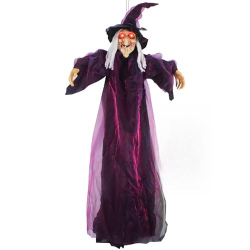 Halloween Deko Outdoor Hexen Hängende mit Gruseligem Sound und Licht, 180CM Halloween Hexe Dekoration Animierte Helloween Figuren mit Soundeffekt Helloween Deko Gruselig Hex-en Figuren für Party Hof Halloween Deko Outdoor Hexen Hängende mit Gruseligem Sound und Licht, 180CM Halloween Hexe Dekoration Animierte Helloween Figuren mit Soundeffekt Helloween Deko Gruselig Hex-en Figuren für Party Hof von Skeadex