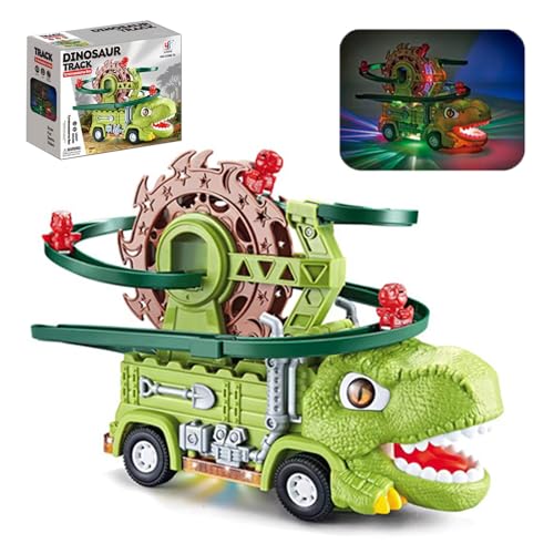 Skeadex Dinosaurier Kletterrutsche Spielzeug, 2in1 Dino Rutsche Spiel, Automatische Hindernisvermeidung Dinosaurier-Spielzeugauto mit Musik und Lichtern, Dino Geschenk für Weihnachten Neujahr (A) von Skeadex