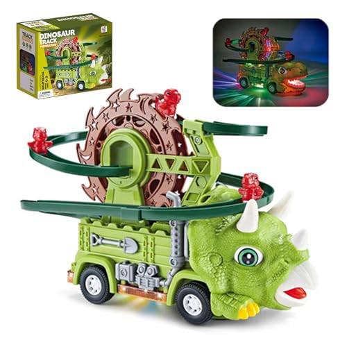 Skeadex Dinosaurier Kletterrutsche Spielzeug, 2in1 Dino Rutsche Spiel, Automatische Hindernisvermeidung Dinosaurier-Spielzeugauto mit Musik und Lichtern, Dino Geschenk für Weihnachten Neujahr (B) von Skeadex