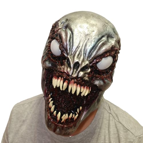 Skeadex Horror Halloween Maske, Gruselige Latexmasken mit Leuchtenden Augen, Geeignet für Einen Kopfumfang Zwischen 70-80 cm, Böse Halloween Kostümdeko (Ohne Licht) von Skeadex